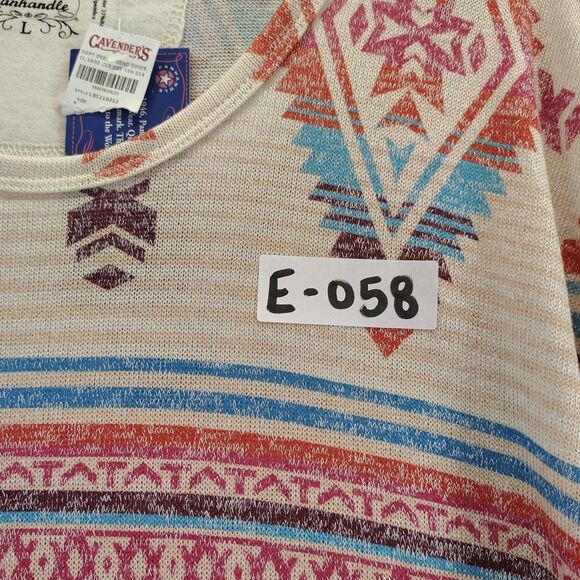 Panhandle Women Sz L Knit Long Sleeve Top Blouse Stretch Aztec Tribal Western - Picture 11 of 11